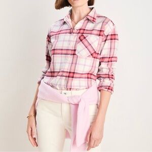 Vineyard Vines Flannel Button-Down Shirt in Reagan Plaid CS (Pink/Red/White), XL